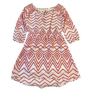 Sequin Hearts Women Dress M/L Red Nylon Polyester Geometric Fit & Flare Lace Bow